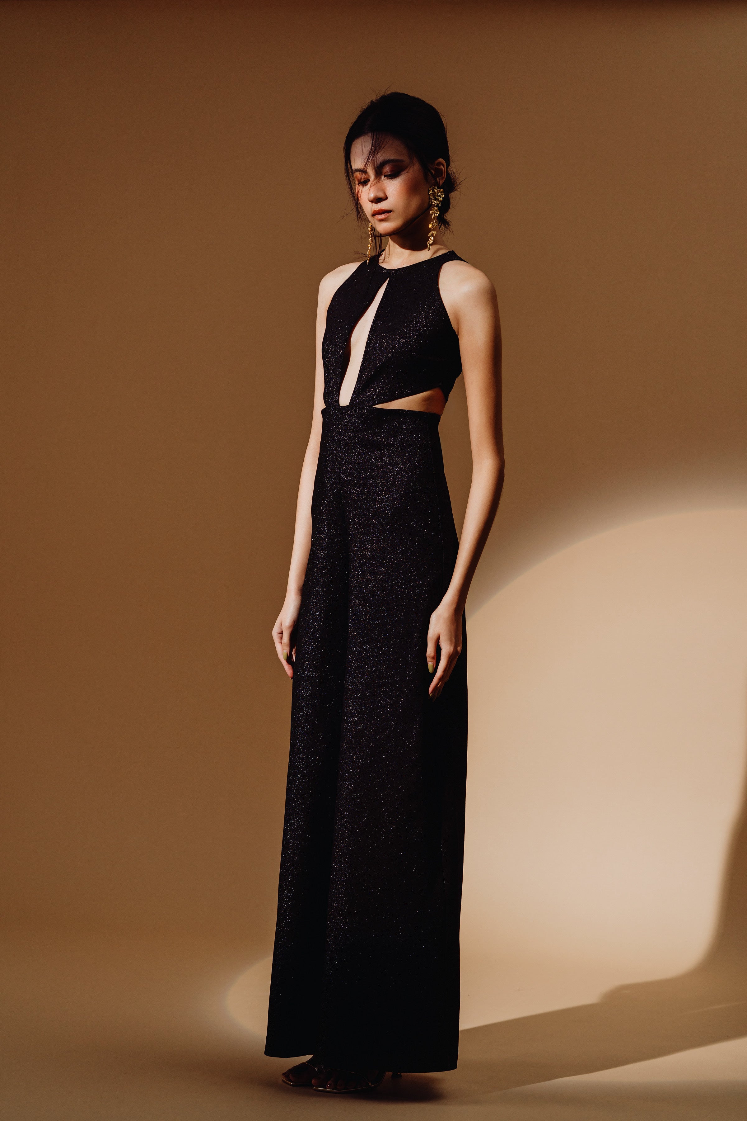 Denim Cut Out Long Jumpsuit