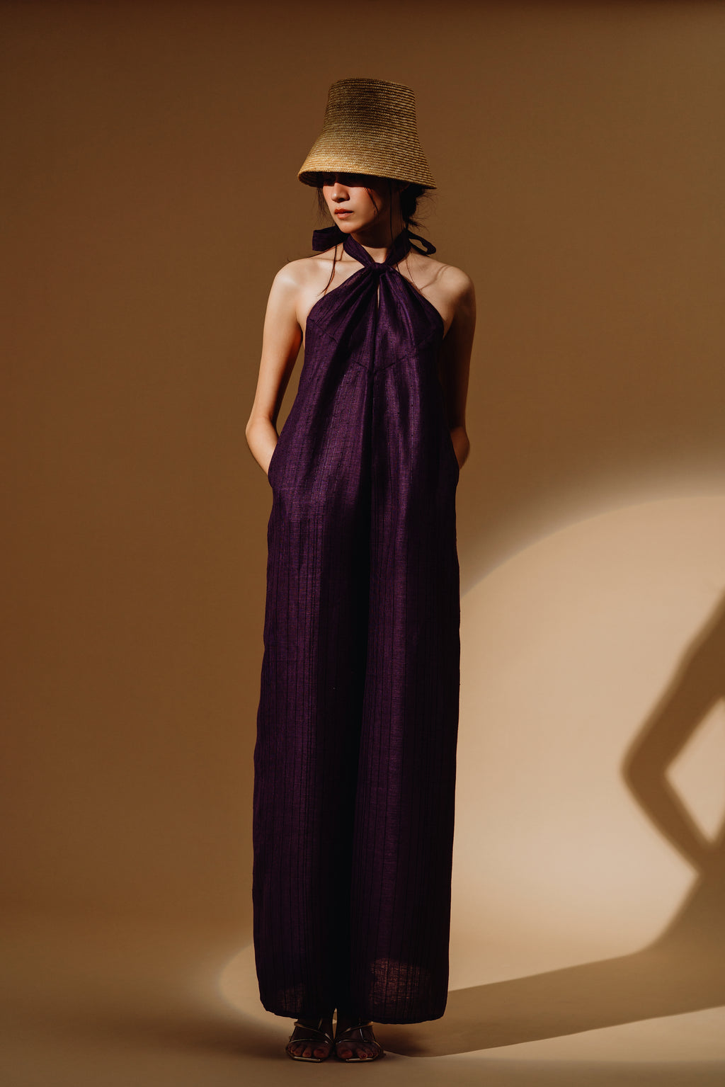 Linen Sequin Halter-Neck Jumpsuit and Bareback (Copy)