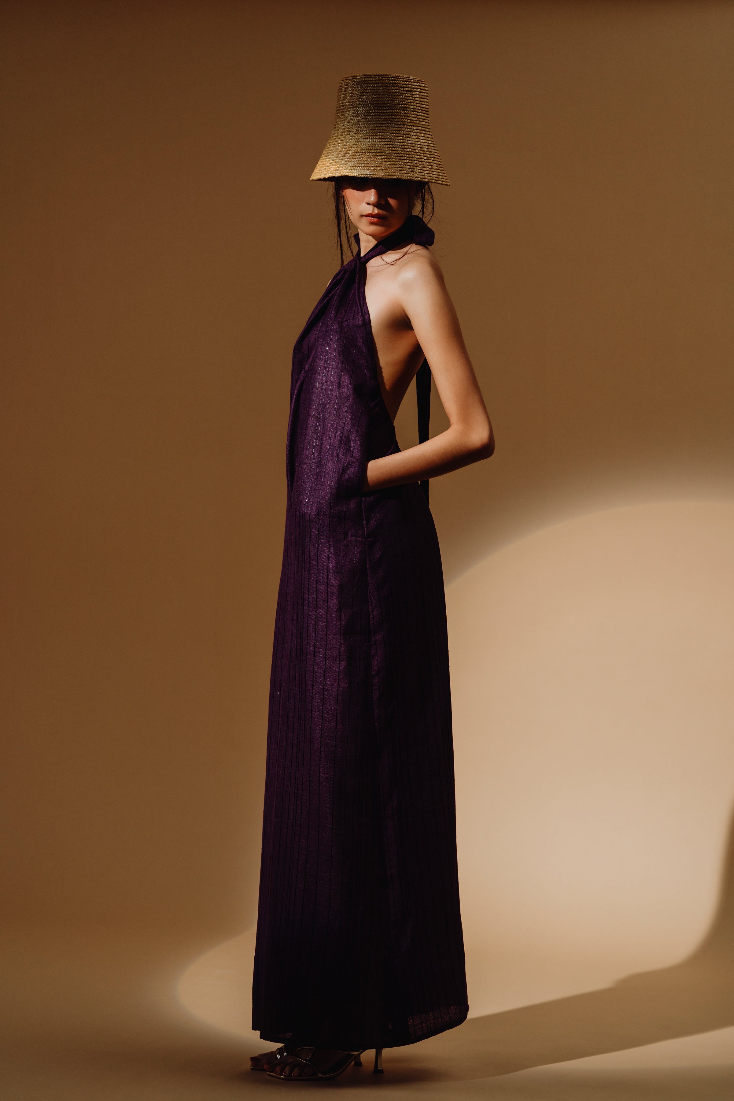 Linen Sequin Halter-Neck Jumpsuit and Bareback (Copy)