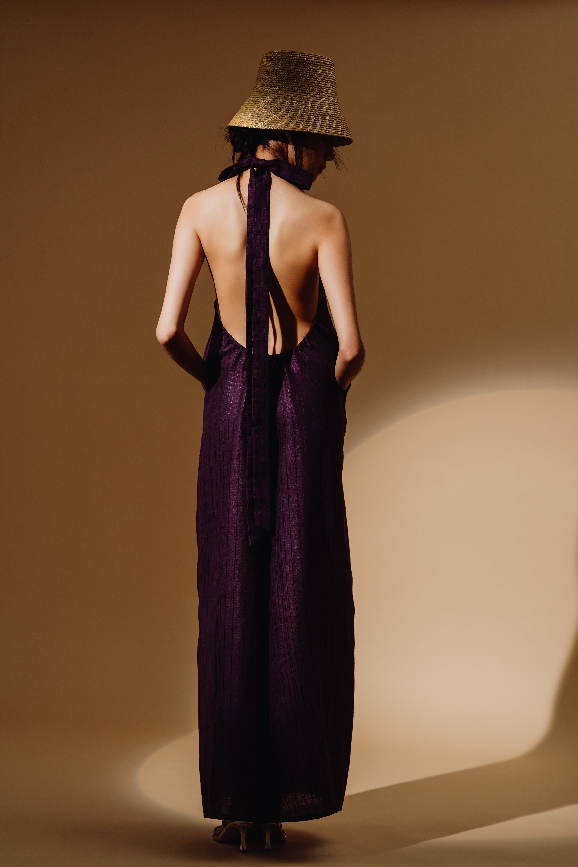 Linen Sequin Halter-Neck Jumpsuit and Bareback (Copy)