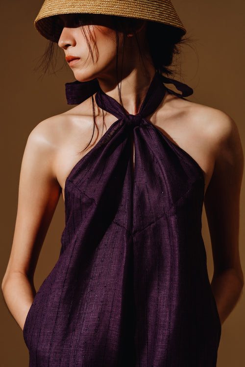 Linen Sequin Halter-Neck Jumpsuit and Bareback (Copy)