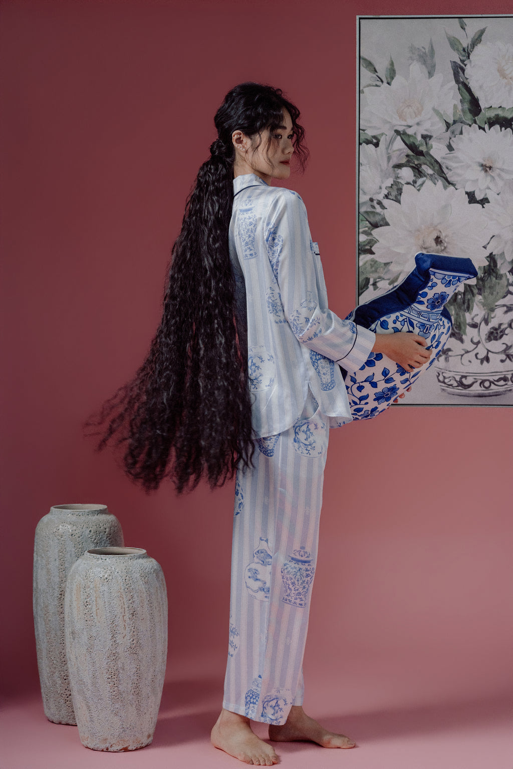 Chinoiserie Print Two-Pieces Pajamas