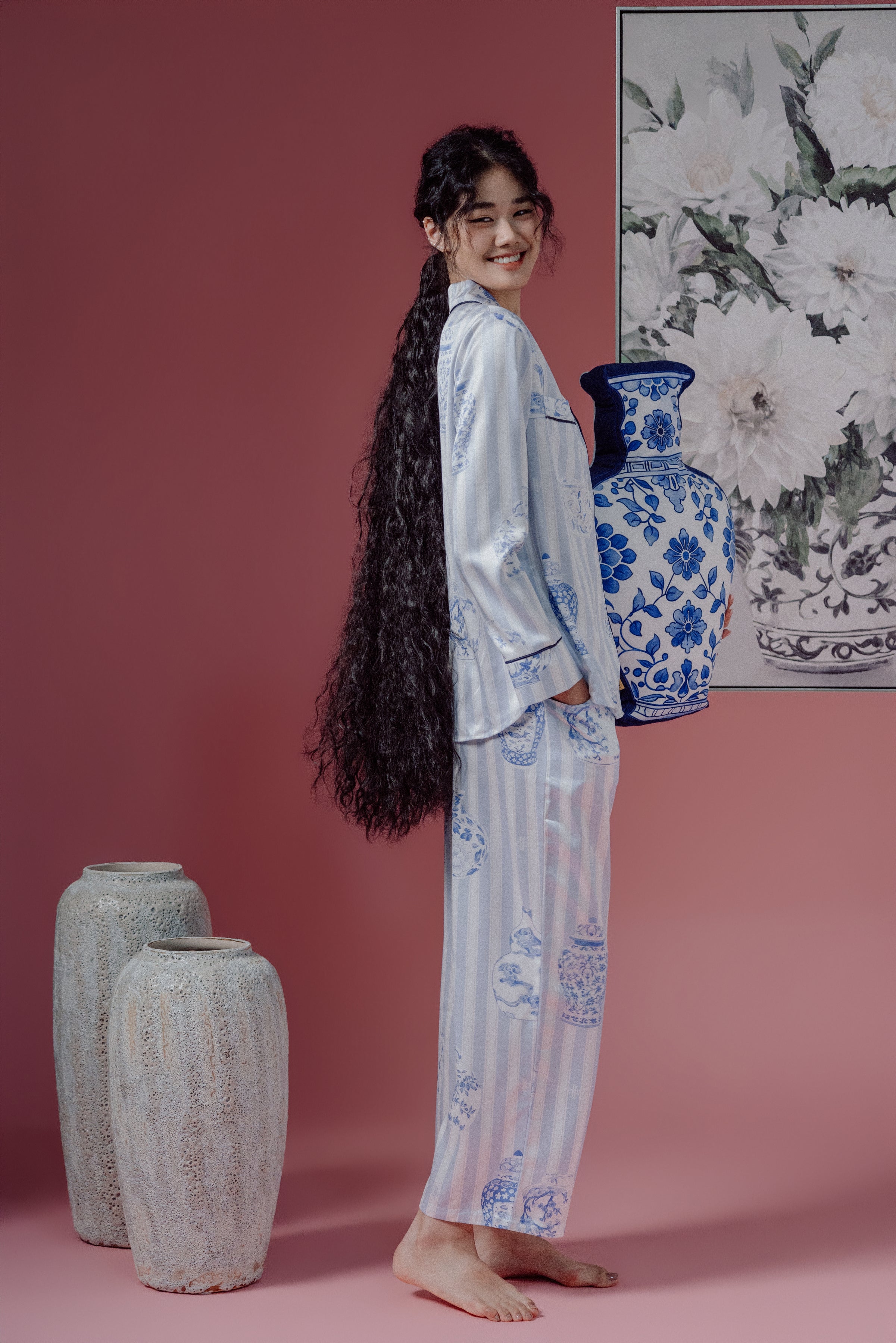 Chinoiserie Print Two-Pieces Pajamas