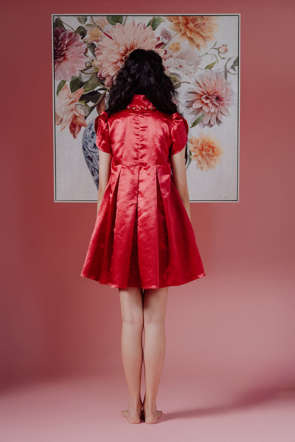 「俏 qiào」Tulip Sleeves Mini Dress with Pockets