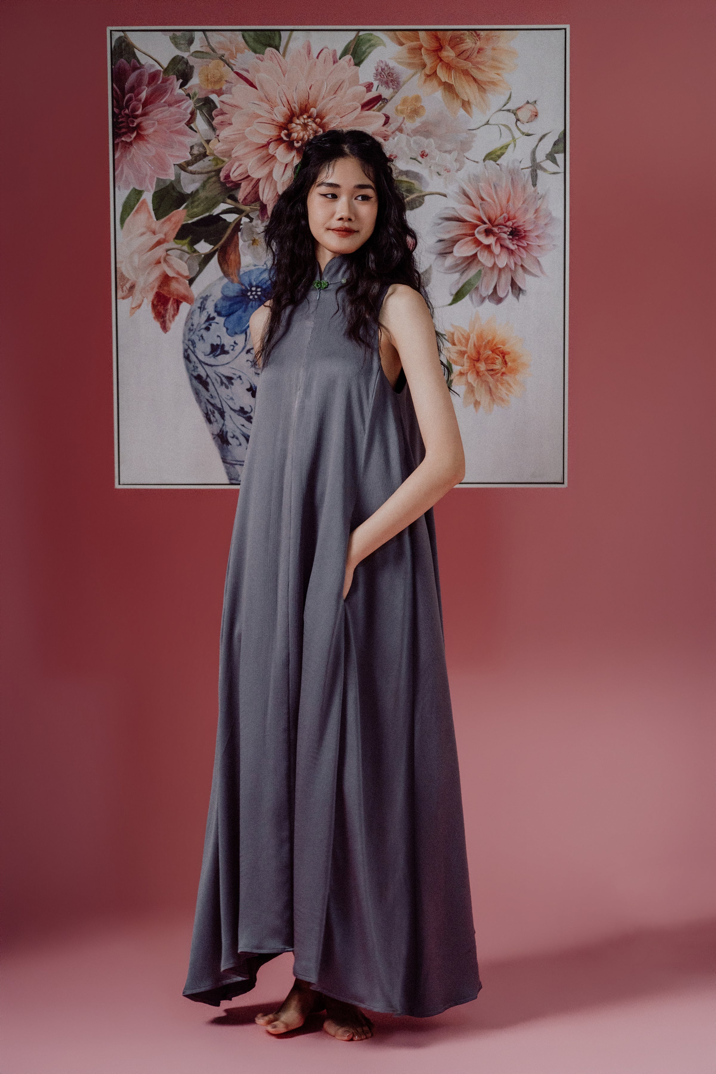 「品 pǐn」Jade Blossom Cheongsam with Pockets