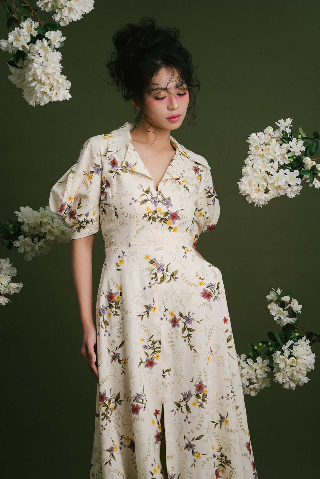 Wild Floral Shirt Dress with Pockets