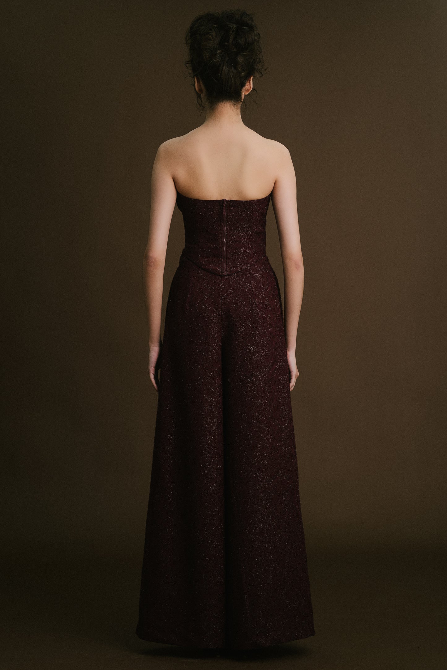 Wine Red Bow Corset Top & Pants (High-Waisted)
