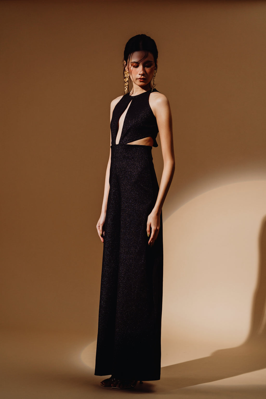 Denim Cut Out Long Jumpsuit
