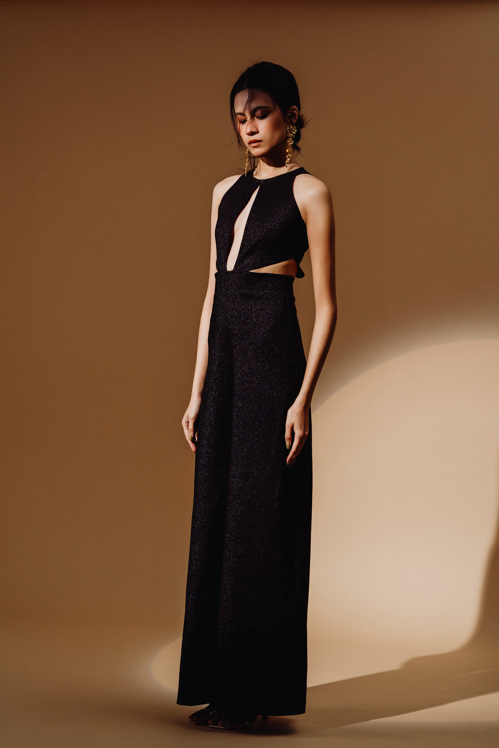Denim Cut Out Long Jumpsuit