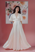 Deep V-Neck Flare Sleeve Maxi Dress