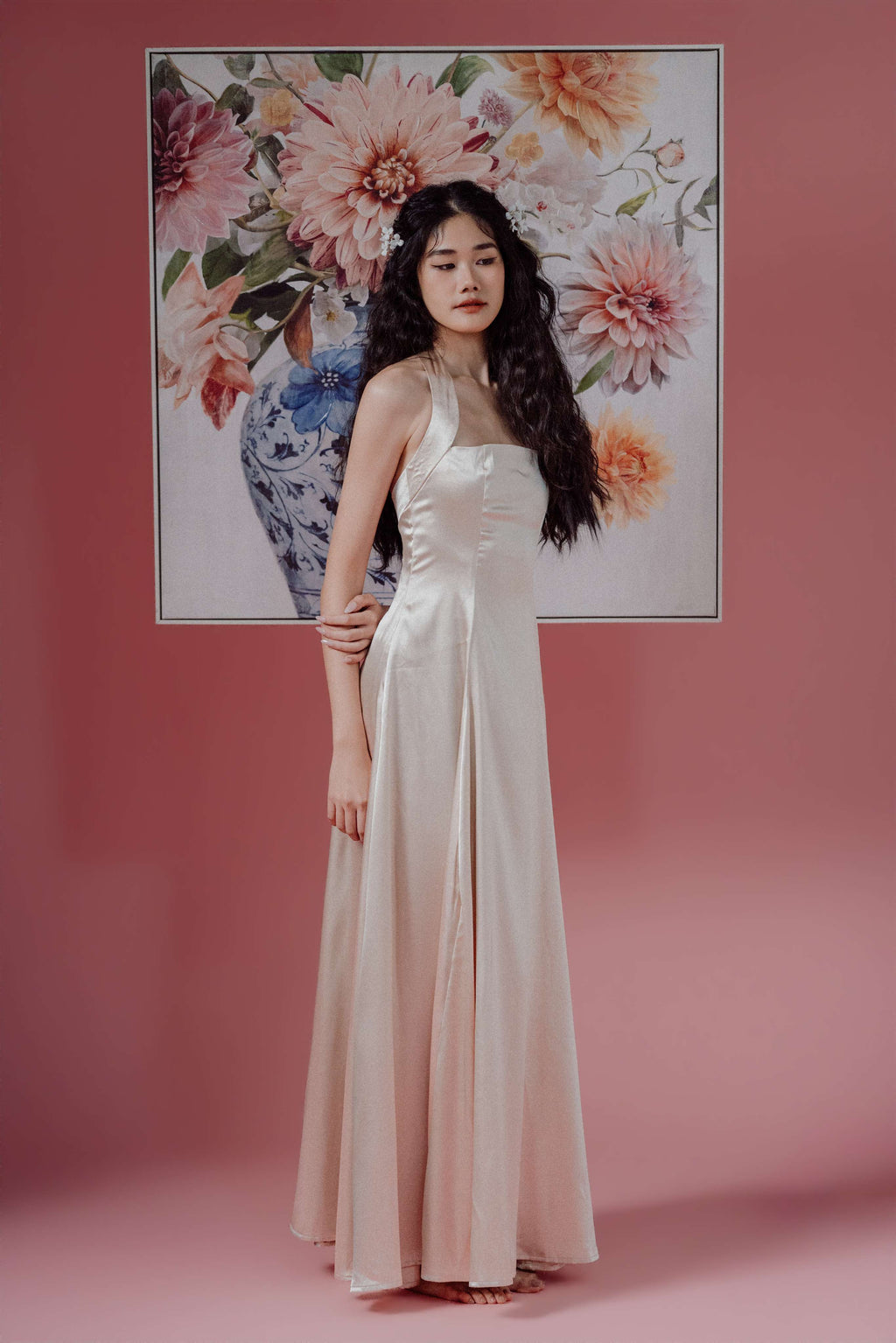 Halter-Neck with Straps Maxi Dress and Bareback