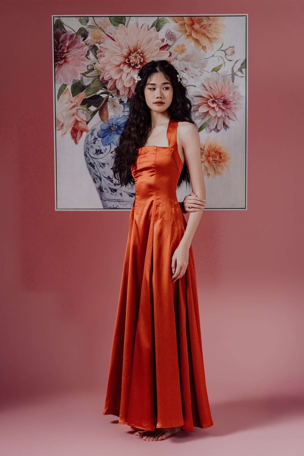 Halter-Neck with Straps Maxi Dress and Bareback