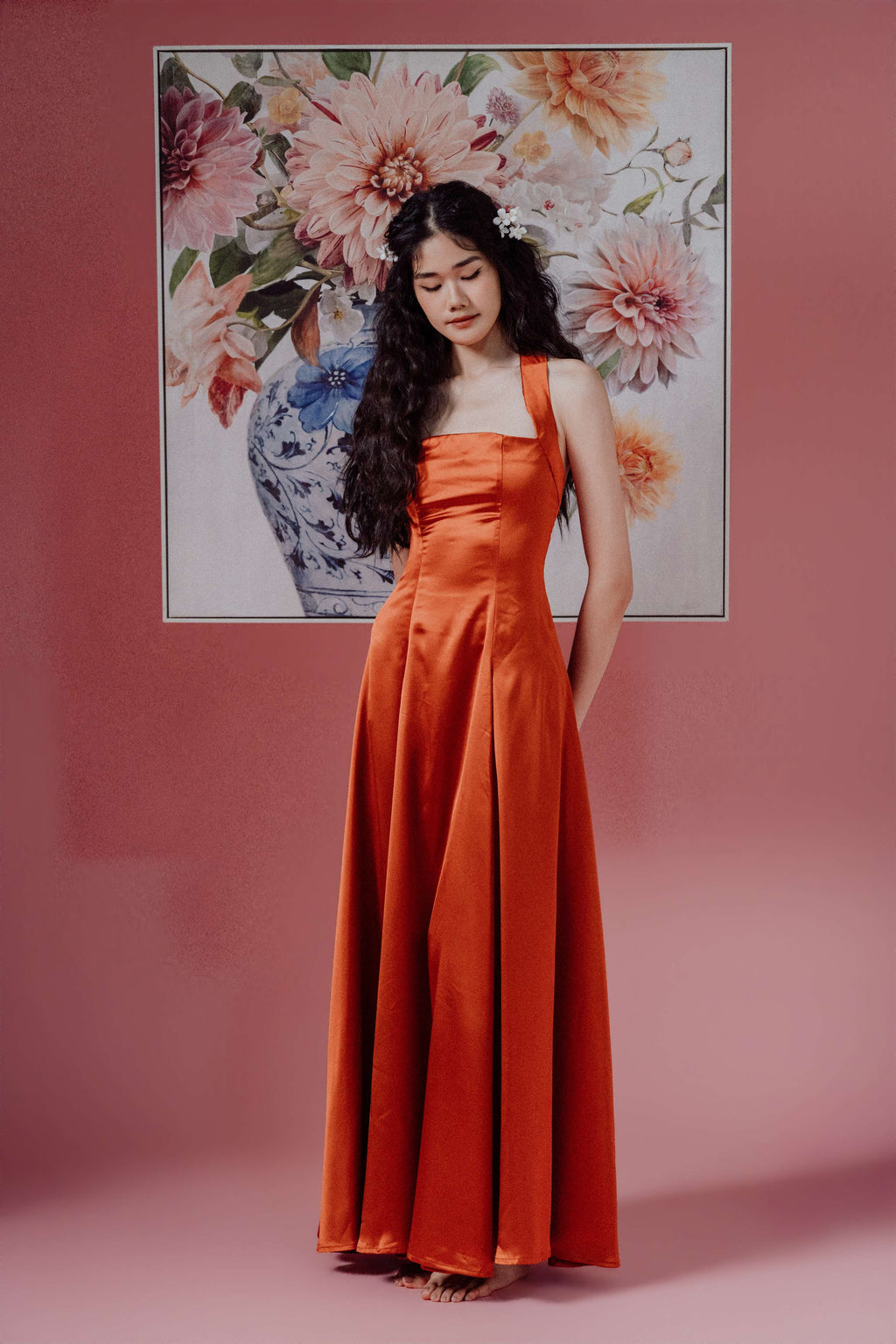 Halter-Neck with Straps Maxi Dress and Bareback