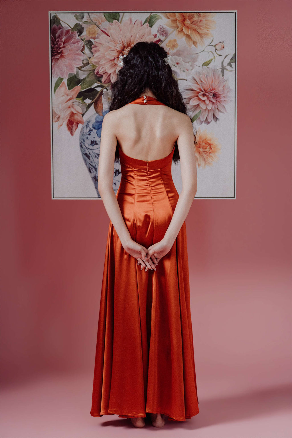 Halter-Neck with Straps Maxi Dress and Bareback