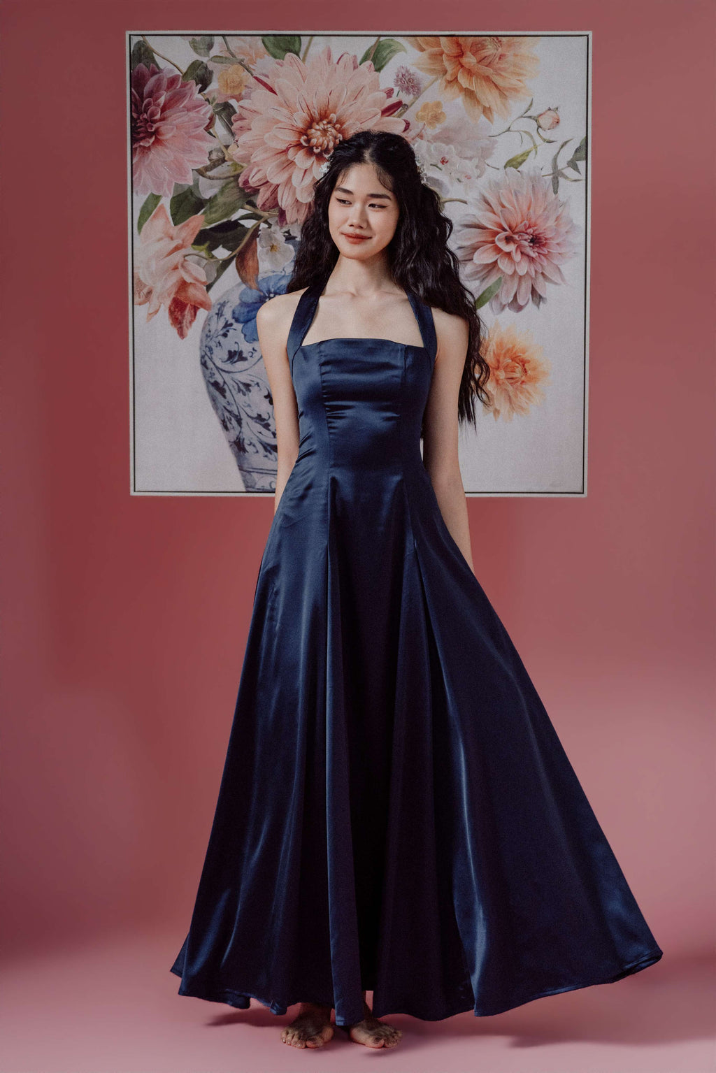Halter-Neck with Straps Maxi Dress and Bareback