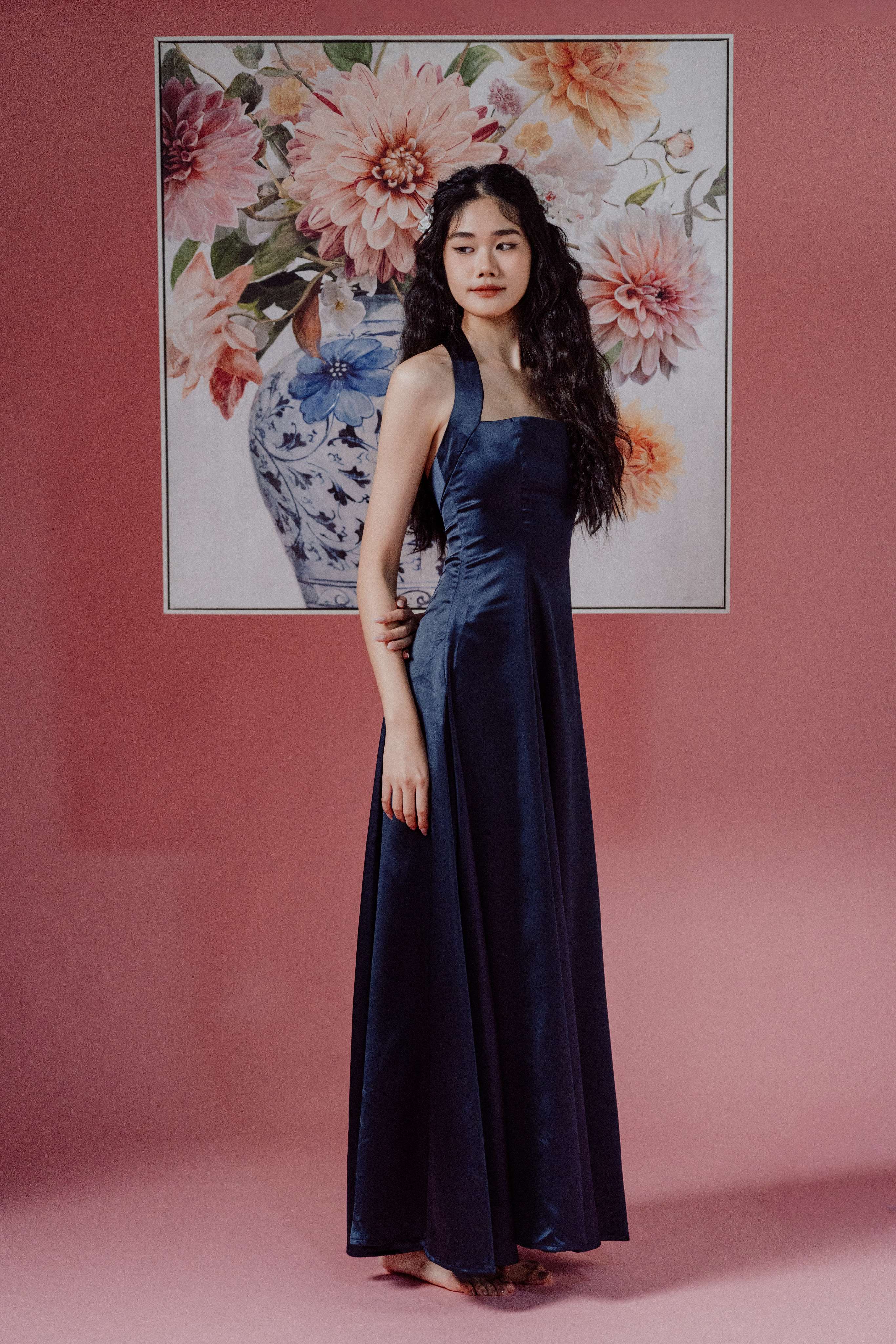 Halter-Neck with Straps Maxi Dress and Bareback