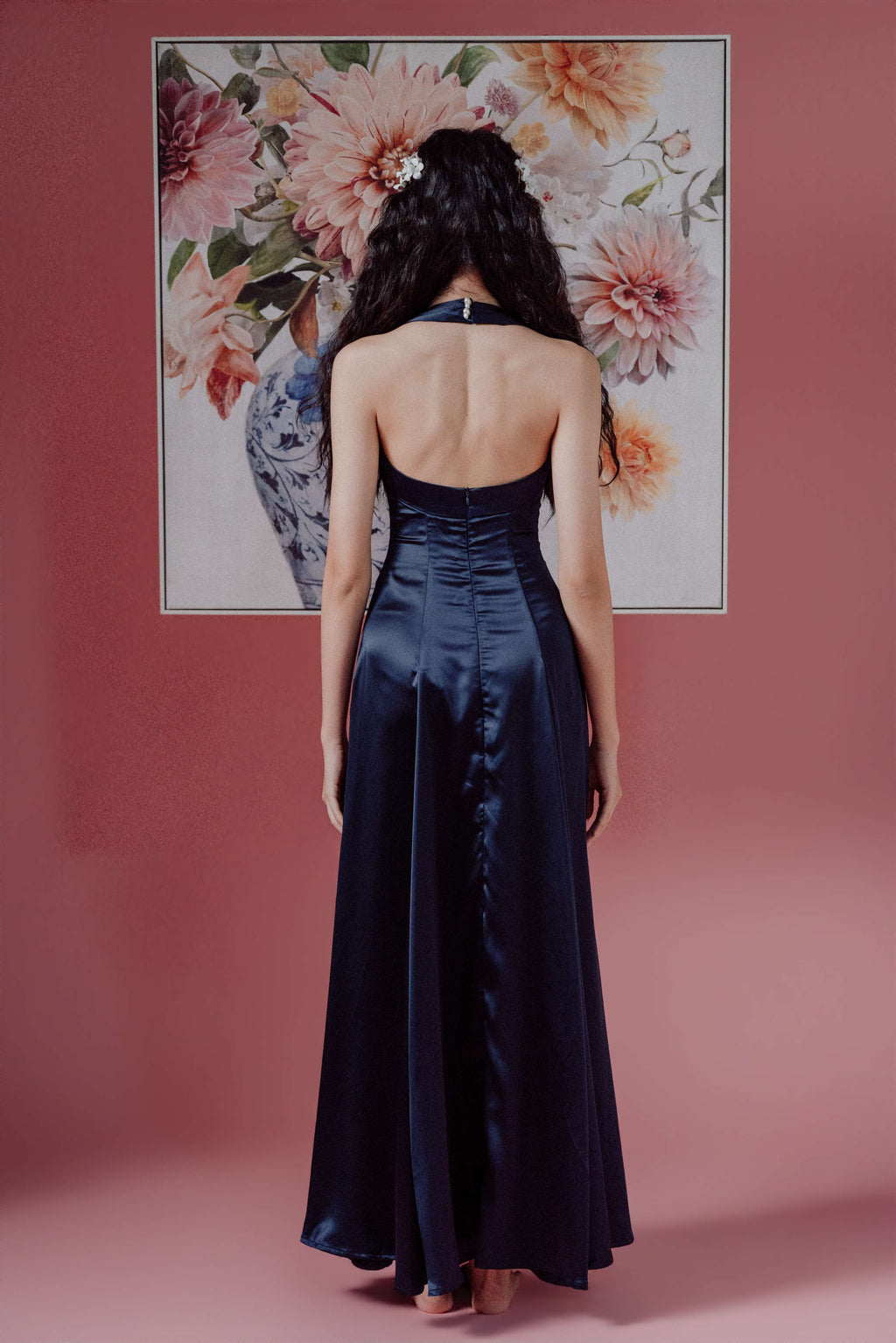 Halter-Neck with Straps Maxi Dress and Bareback