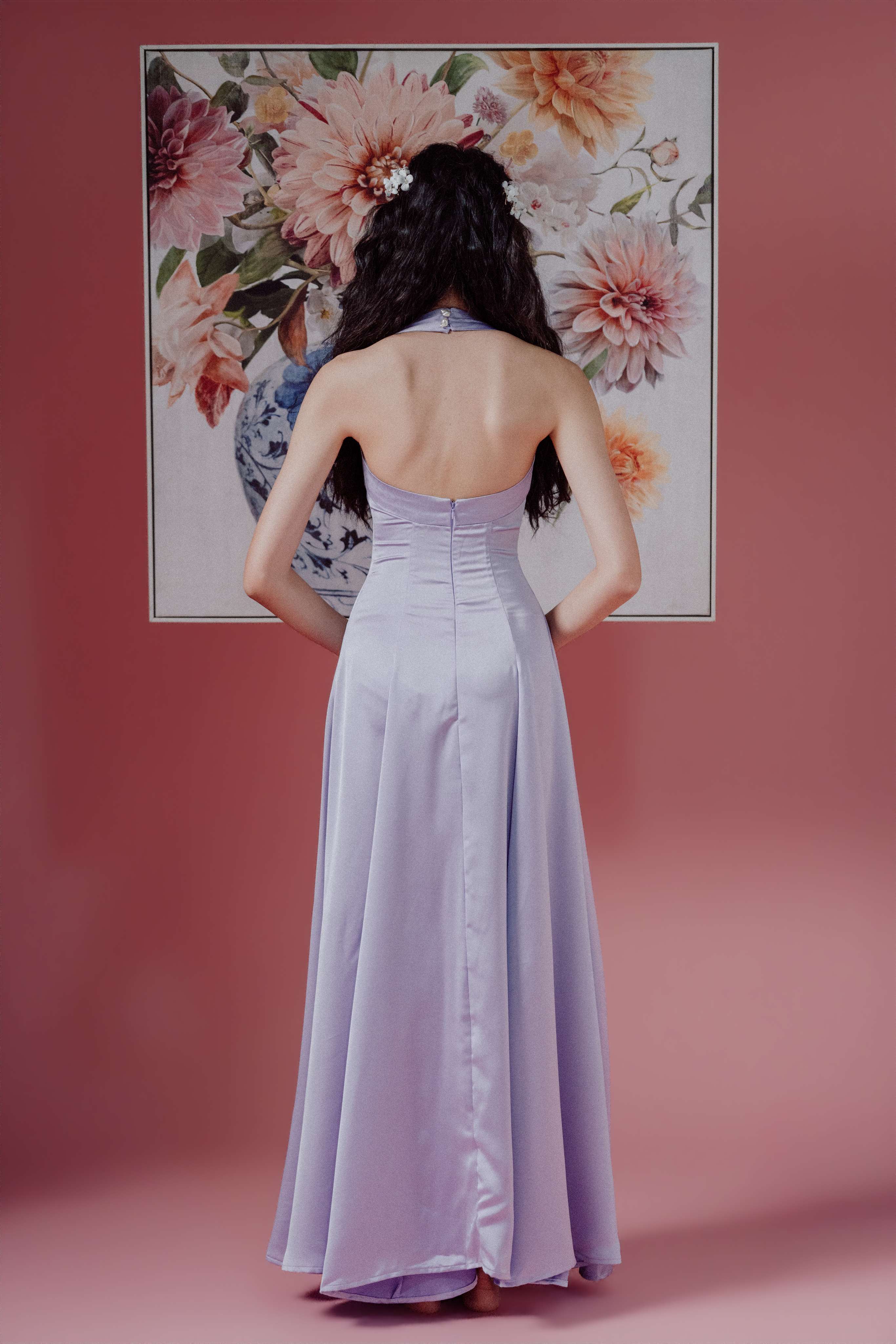 Halter-Neck with Straps Maxi Dress and Bareback